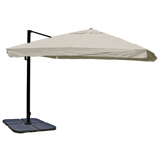 Cosmo Casa - Horeca Zweefparasol - Met Volant - Polyester - Aluminium/Staal - 3x3m - Crémegrijs - Met Standaard