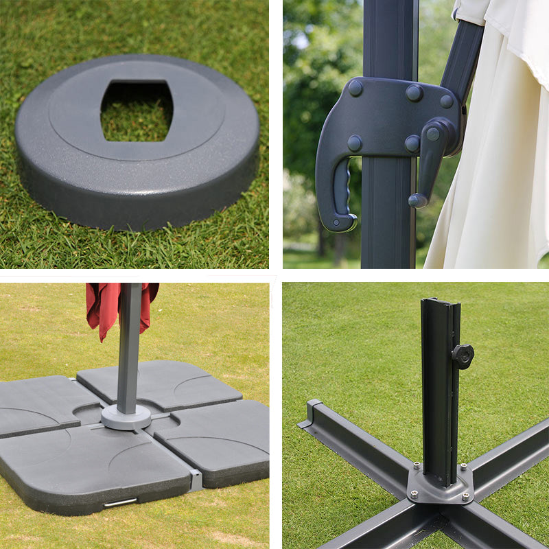 Cosmo Casa - Horeca Zweefparasol - Met Volant - Polyester - Aluminium/Staal - 3x3m - Crémegrijs - Met Standaard