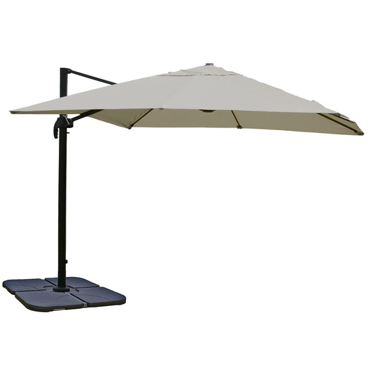 Cosmo Casa - Horeca Zweefparasol - Polyester & Aluminium - Crèmegrijs - 3×3 m - Met voet