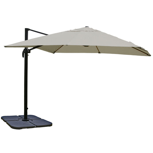 Cosmo Casa - Horeca Zweefparasol - Polyester & Aluminium - Crèmegrijs - 3×3 m - Met voet
