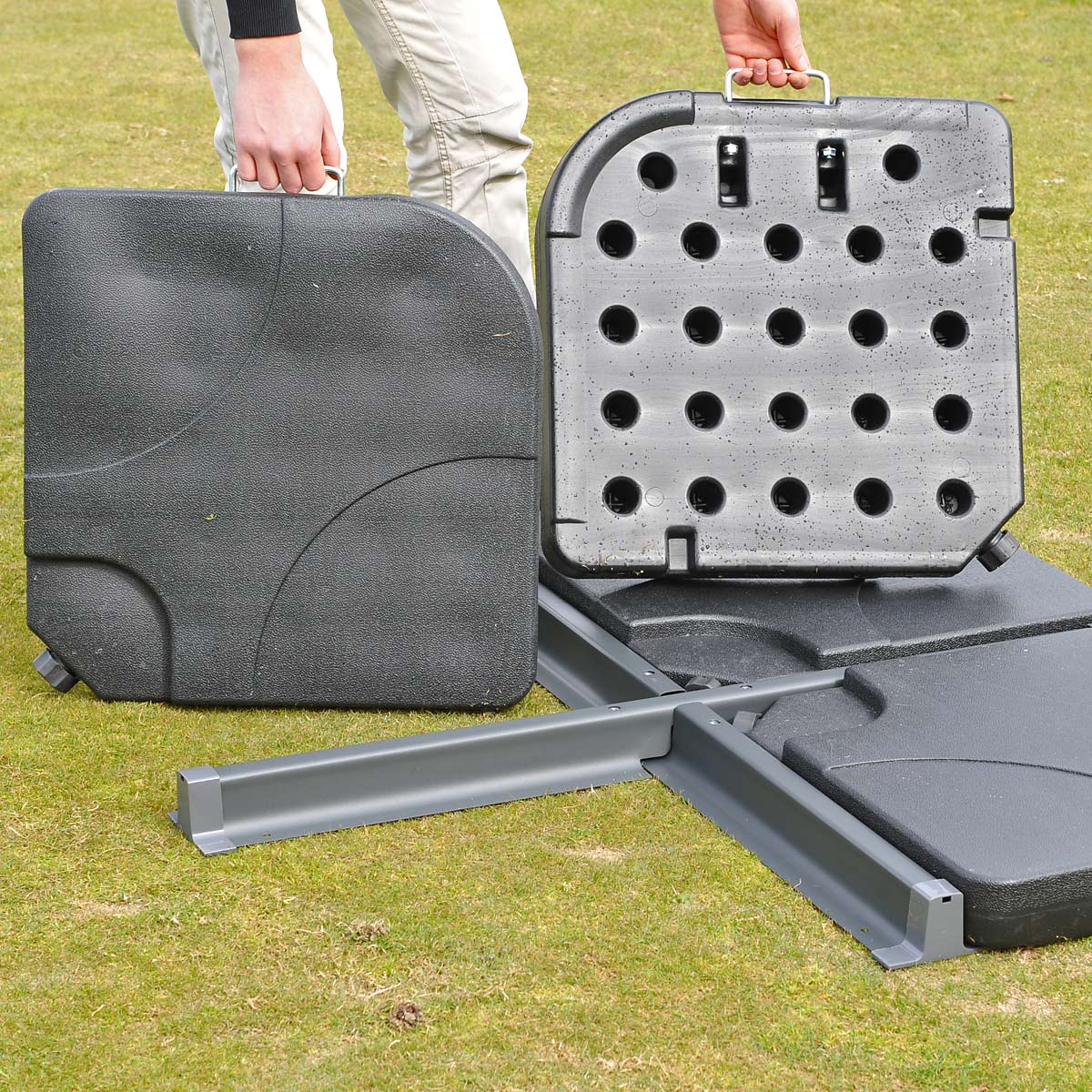 Cosmo Casa - Horeca Zweefparasol - Met klep - Polyester & Aluminium - Cremegrijs - 3×3 m - met standaard