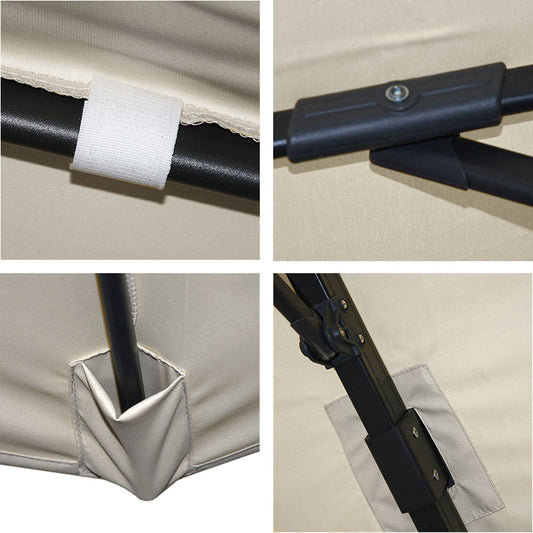 Cosmo Casa - Horeca Zweefparasol - Met Klep & Met Standaard - Polyester & Aluminium & Steel - Crèmegrijs - 3,5×3,5 m