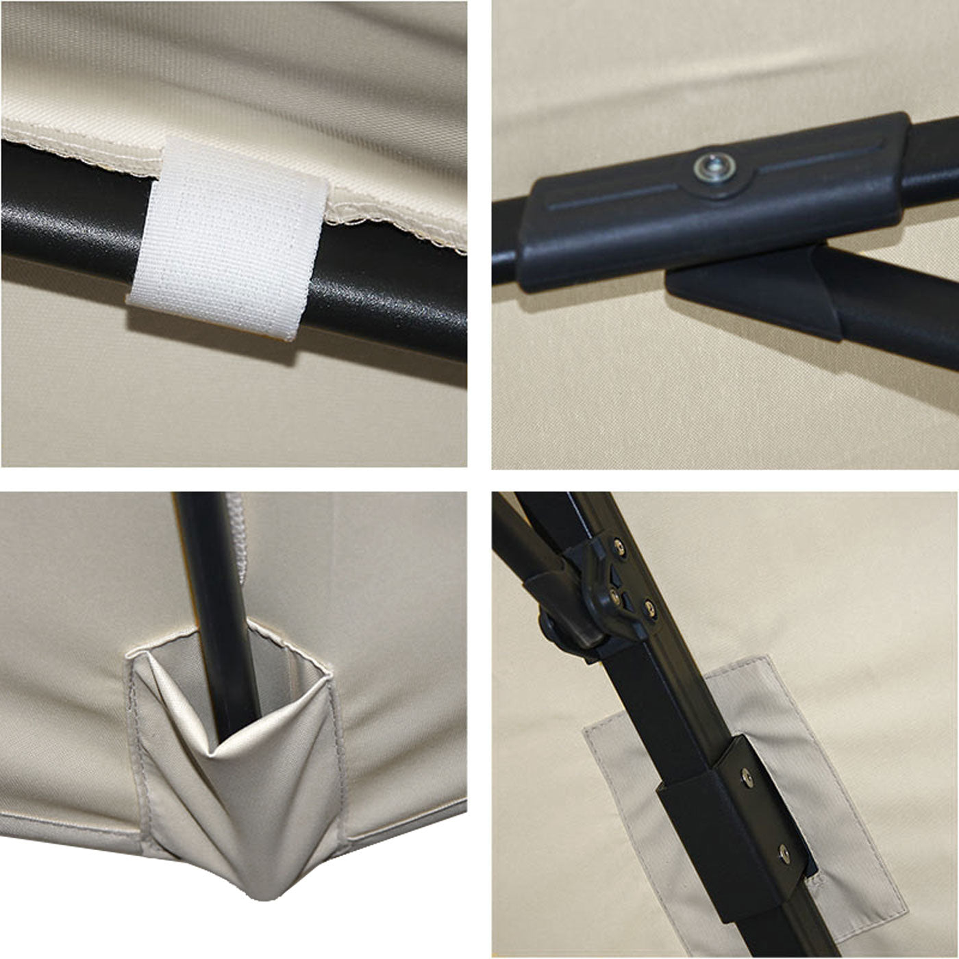 Cosmo Casa - Horeca Zweefparasol - Met Klep & Draaibaar & Zonder Voet - Polyester & Aluminium & Steel - Crèmegrijs - 3×4 m