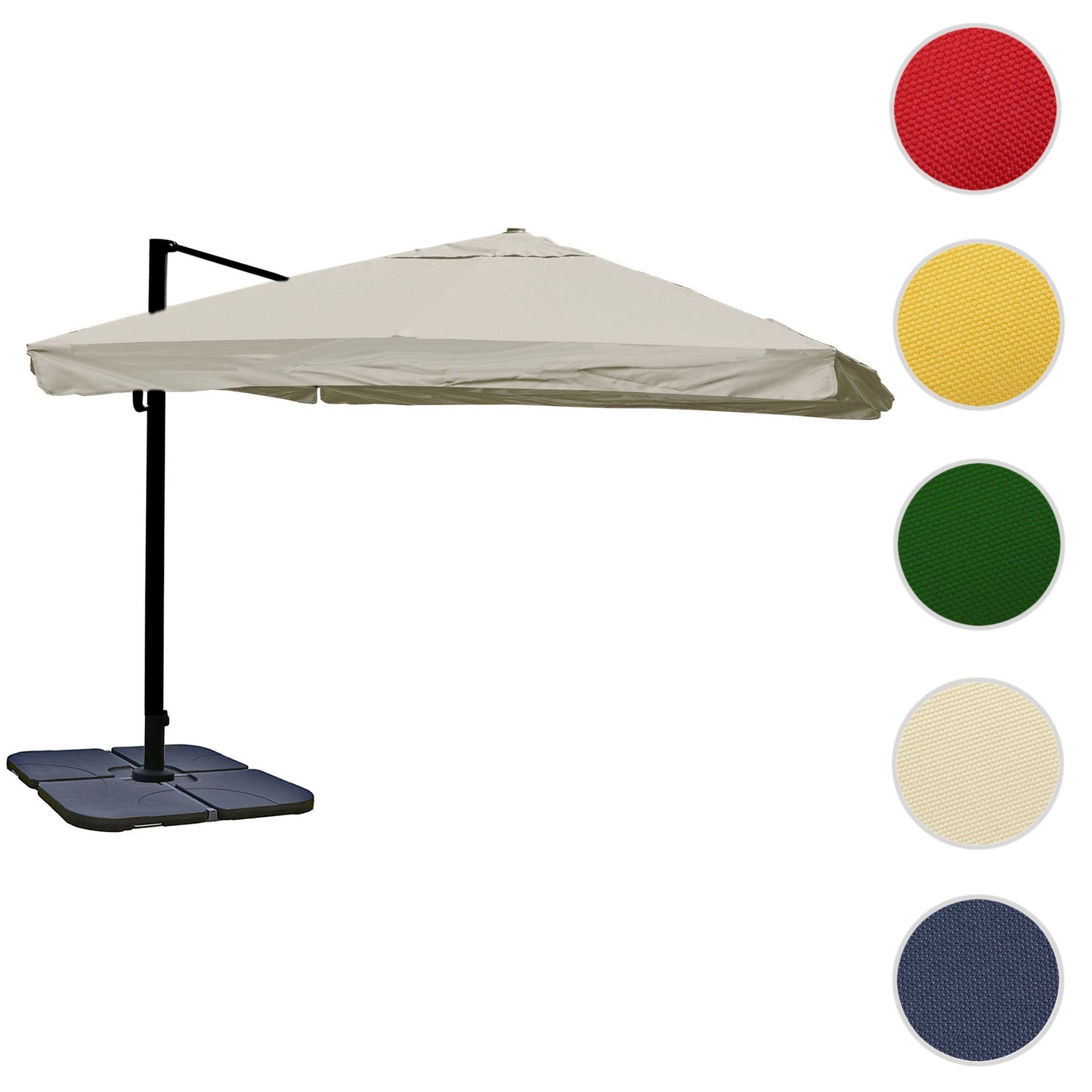 Cosmo Casa - Horeca Zweefparasol - Met Klep & Met Standaard - Polyester & Aluminium & Steel - Crèmegrijs - 3×4 m