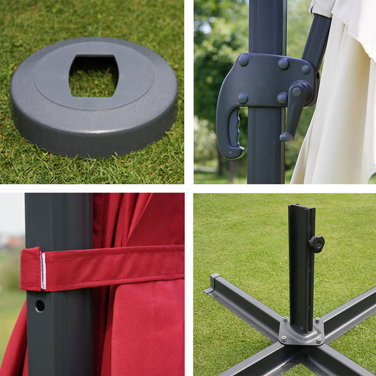 Cosmo Casa - Horeca Zweefparasol - Met Voet & Draaibaar - Polyester & Aluminium - Crèmegrijs - 3×4 m