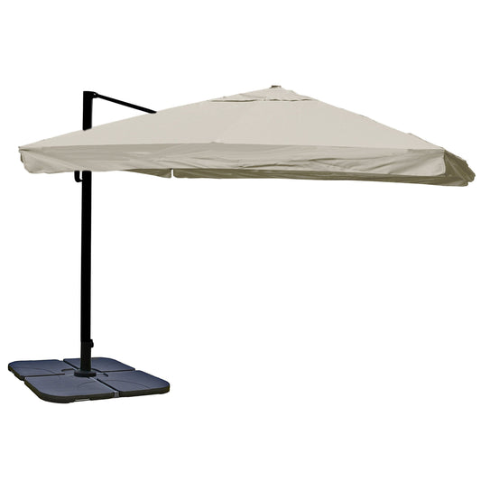 Cosmo Casa - Horeca Zweefparasol - Met Klep & Draaibaar - Polyester & Aluminium & Steel - Crèmegrijs - 3×4 m - Met Standaard