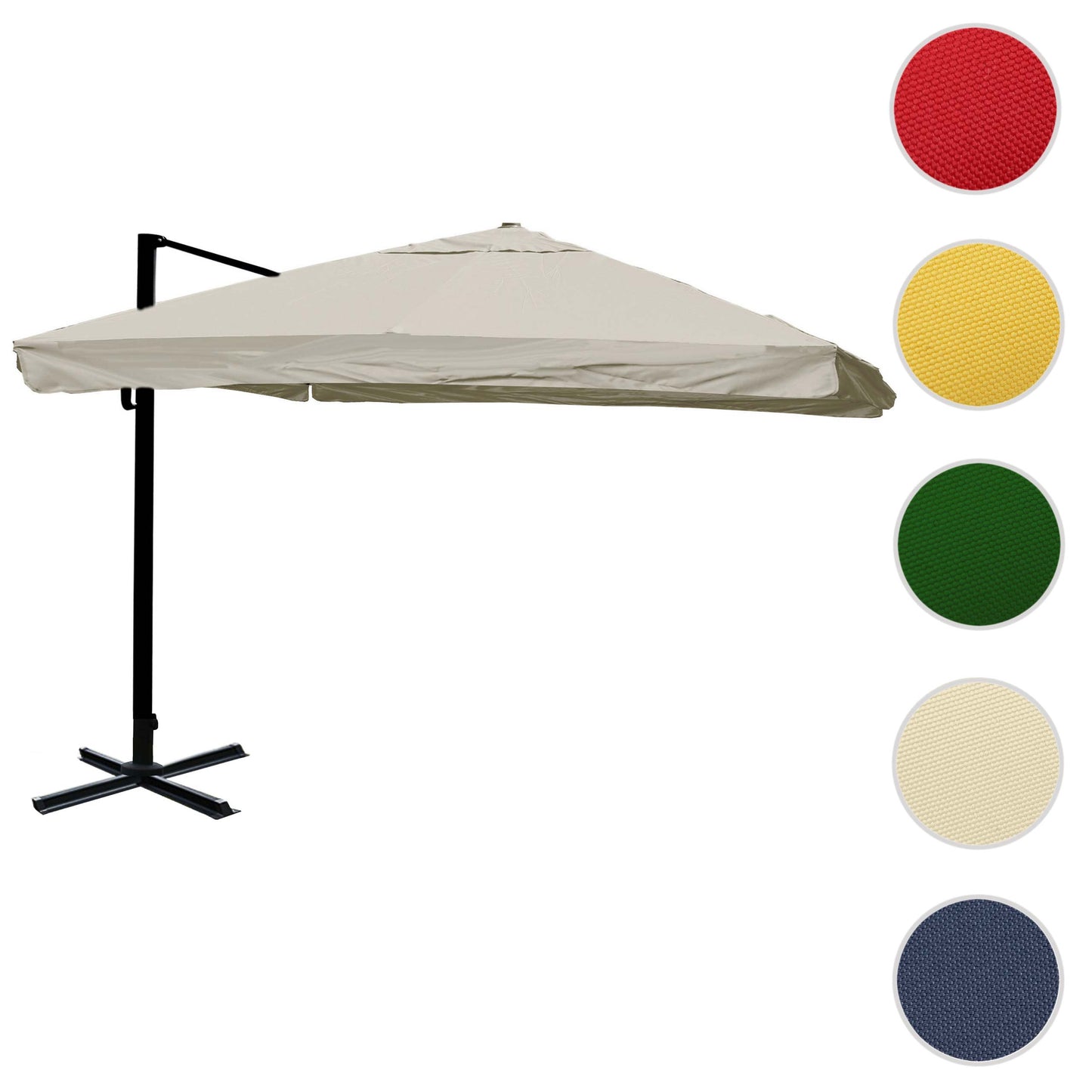 Cosmo Casa - Horeca Zweefparasol - Met Klep & Zonder Voet - Polyester & Aluminium - Crèmegrijs - 3×4 m