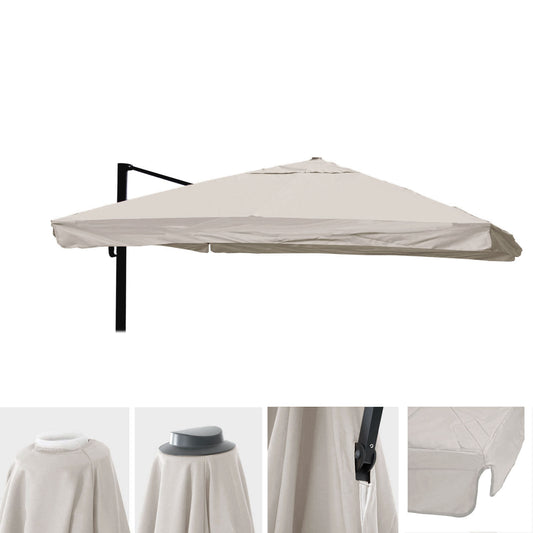 Cosmo Casa - Vervanghoes voor Luxe Zweefparasol met Volant - 3x3m (+4,24m) - Polyester - Crèmegrijs