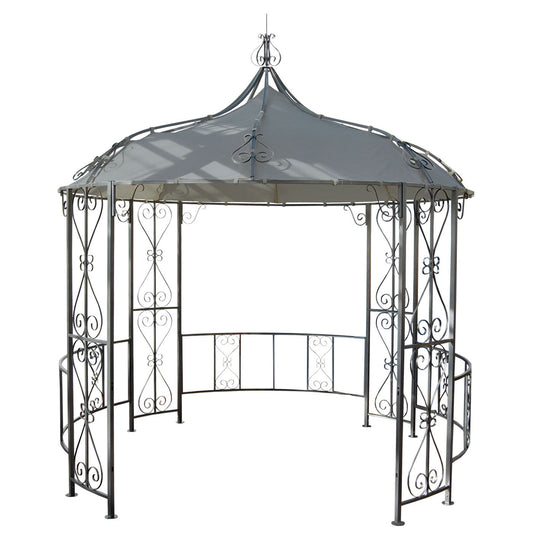 Cosmo Casa - Vervangende afdekking voor dakpergola paviljoen Almeria - Ø 3m - Lichtgrijs