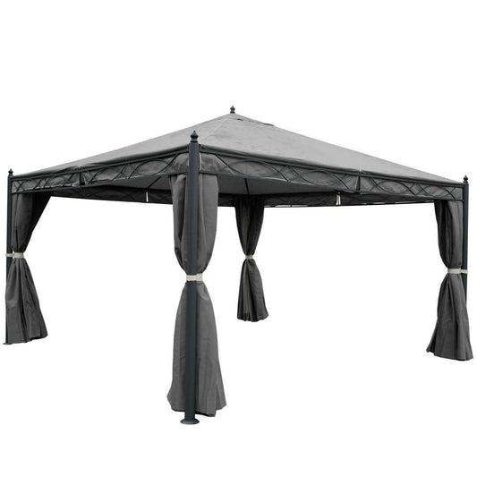 Cosmo Casa - Set van 4 zijwanden Pergola Cadiz - Vervangende zijwand prieel - 4x4m - Polyester grijs