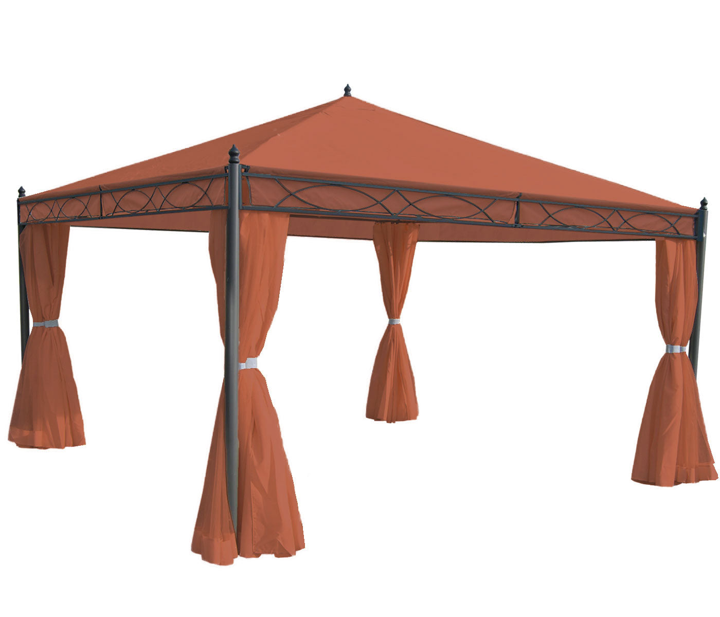 Cosmo Casa - Set van 4 zijwanden Pergola Cadiz - Vervangende zijwand prieel - 4x4m - Polyester terracotta-bruin