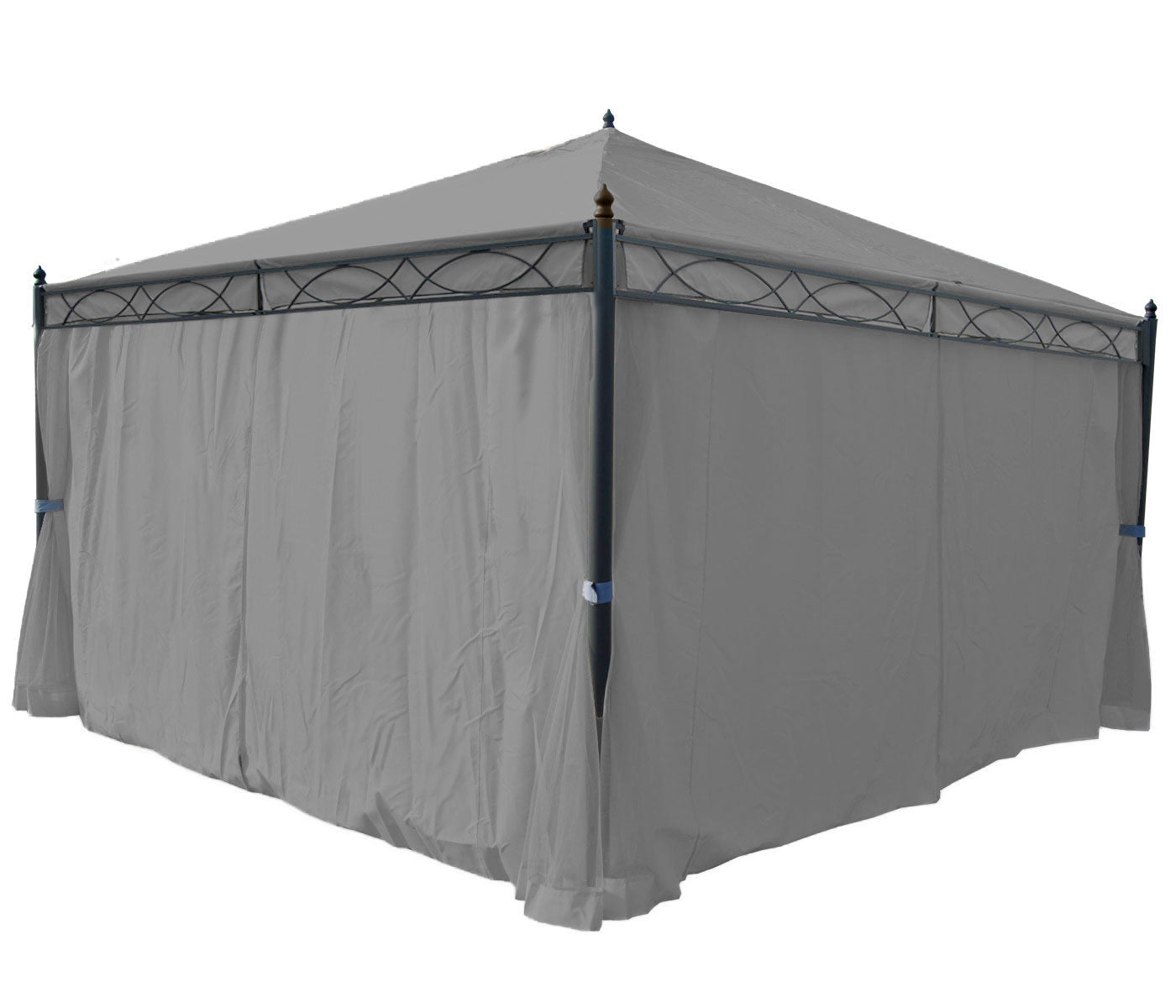 Cosmo Casa - Set van 4 Zijwanden voor Pergola Cadiz - Vervangende Paviljoenwand - 4x4m - Polyester - Lichtgrijs