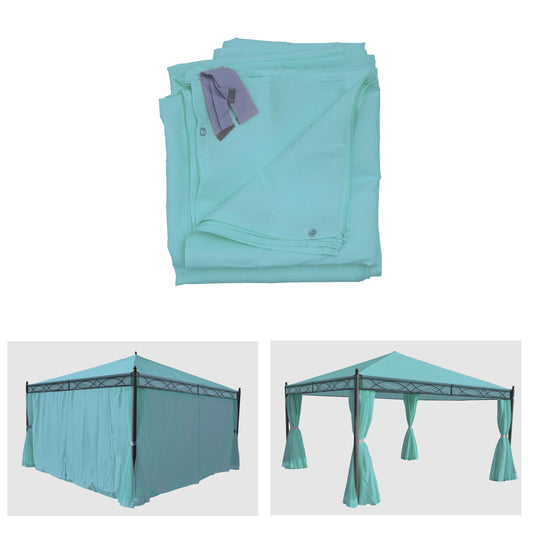 Cosmo Casa - Set van 4 Zijwanden voor Pergola Cadiz - Vervangende Paviljoenwand - 4x4m - Polyester - Turkoois