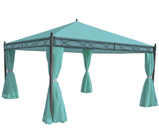 Cosmo Casa - Set van 4 Zijwanden voor Pergola Cadiz - Vervangende Paviljoenwand - 4x4m - Polyester - Turkoois