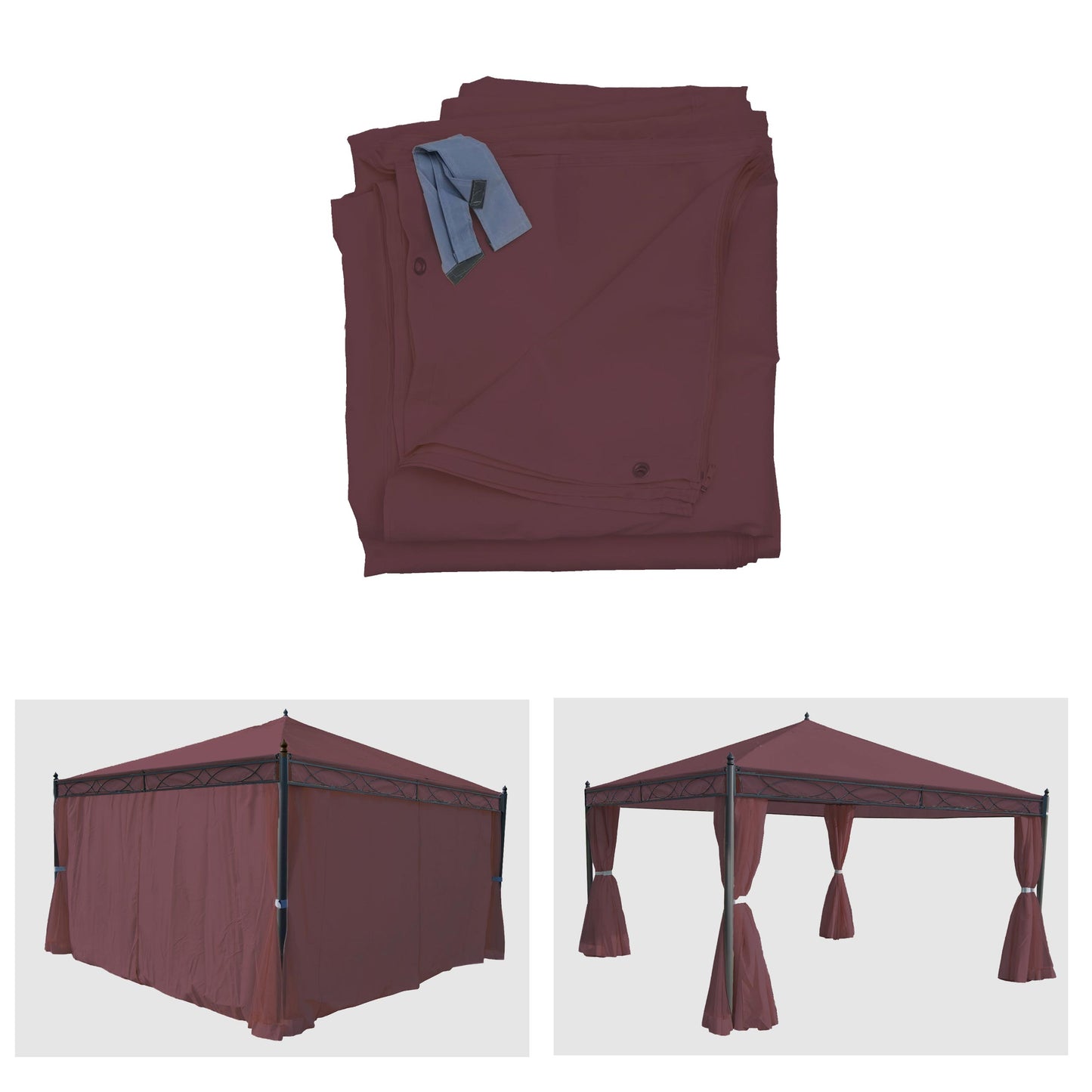 Cosmo Casa - Set van 4 Zijwanden voor Pergola Cadiz - Vervangende Paviljoenwand - 4x4m - Polyester - Roodbruin