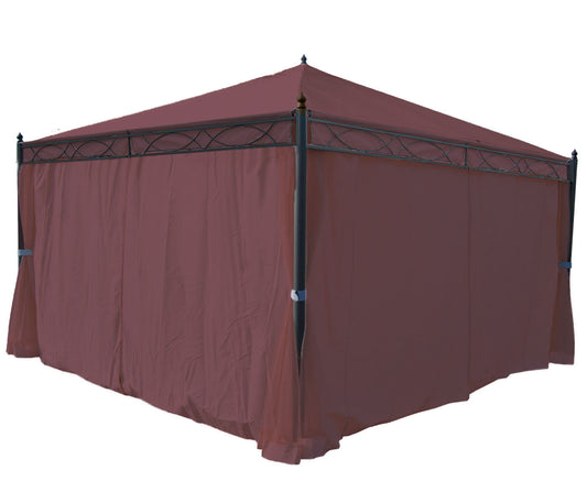Cosmo Casa - Set van 4 Zijwanden voor Pergola Cadiz - Vervangende Paviljoenwand - 4x4m - Polyester - Roodbruin