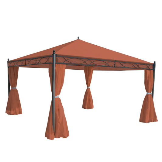 Cosmo Casa - Pergola Cadiz - Tuinpaviljoen - Stabiel 7cm Frame met Zijwand - 4x4m - Terracottabruin