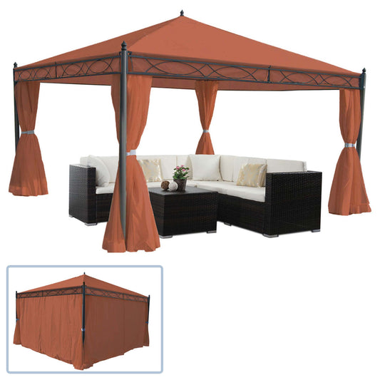 Cosmo Casa - Pergola Cadiz - Tuinpaviljoen - Stabiel 7cm Frame met Zijwand - 4x4m - Terracottabruin