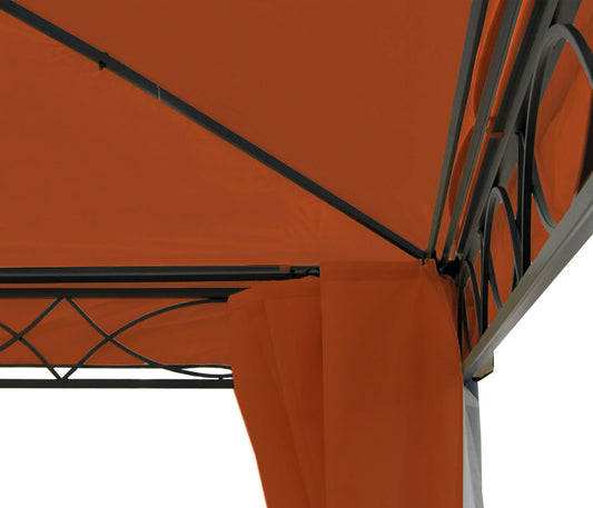 Cosmo Casa - Pergola Cadiz - Tuinpaviljoen - Stabiel 7cm Frame met Zijwand - 4x4m - Terracottabruin