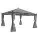 Cosmo Casa - Pergola Cadiz - Tuinpaviljoen - Stabiel 7cm Frame met Zijwand - 4x4m - Lichtgrijs