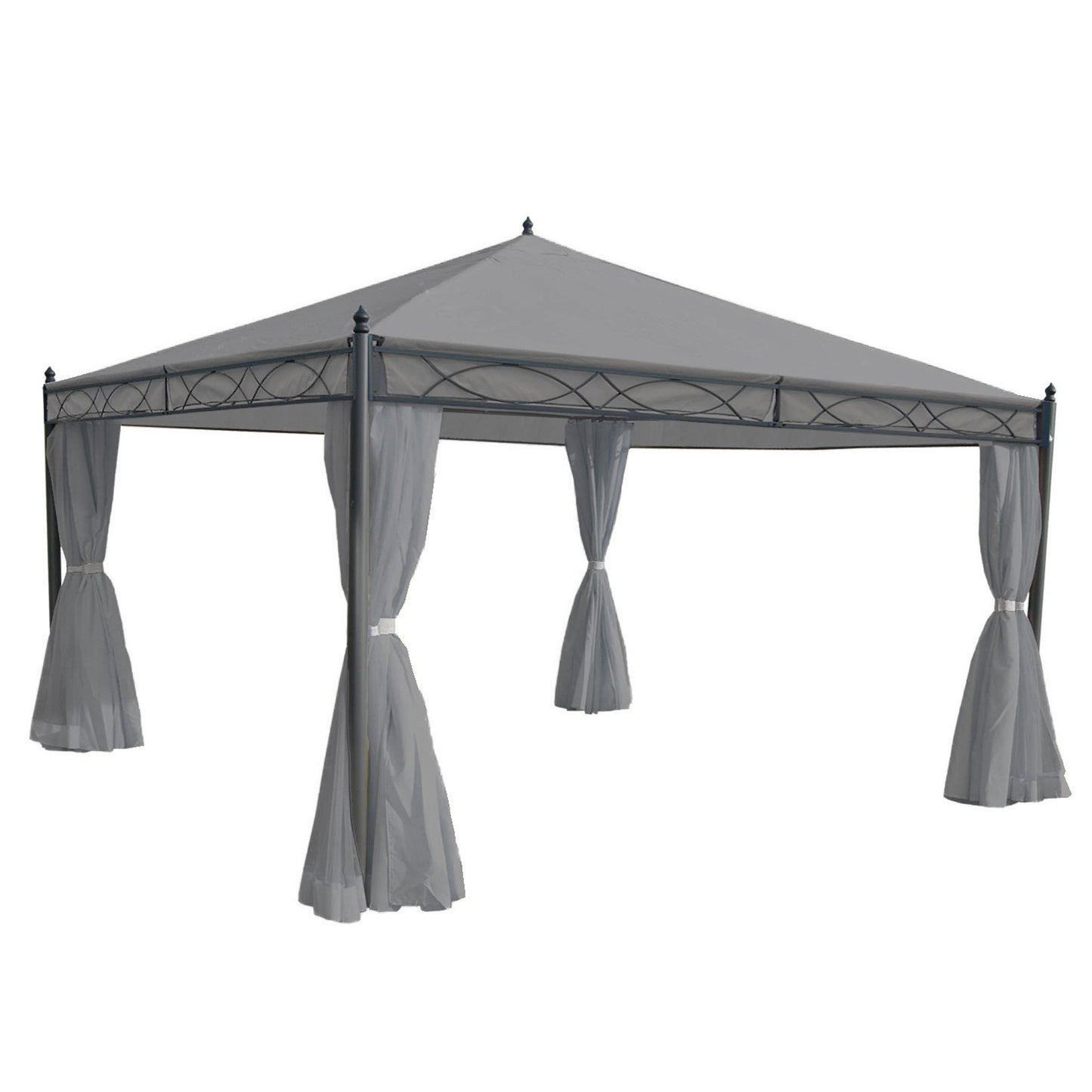 Cosmo Casa - Pergola Cadiz - Tuinpaviljoen - Stabiel 7cm Frame met Zijwand - 4x4m - Lichtgrijs