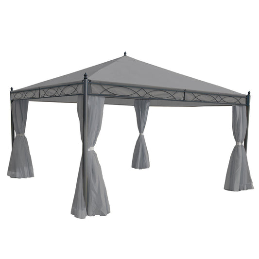 Cosmo Casa - Pergola Cadiz - Tuinpaviljoen - Stabiel 7cm Frame met Zijwand - 4x4m - Lichtgrijs