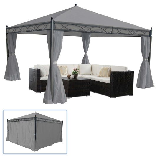 Cosmo Casa - Pergola Cadiz - Tuinpaviljoen - Stabiel 7cm Frame met Zijwand - 4x4m - Lichtgrijs