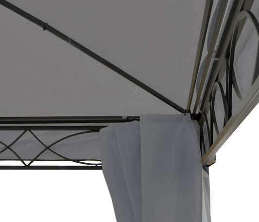 Cosmo Casa - Pergola Cadiz - Tuinpaviljoen - Stabiel 7cm Frame met Zijwand - 4x4m - Lichtgrijs