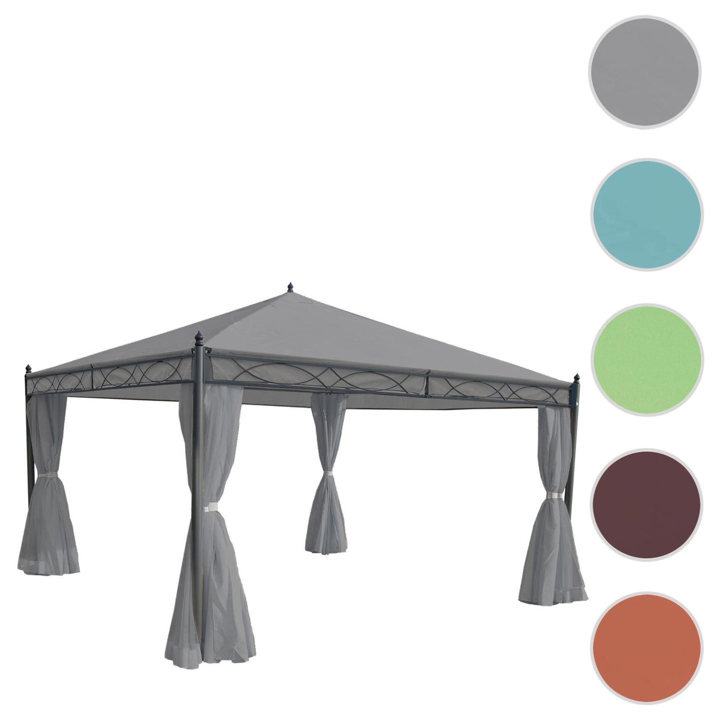 Cosmo Casa - Pergola Cadiz - Tuinpaviljoen - Stabiel 7cm Frame met Zijwand - 4x4m - Lichtgrijs