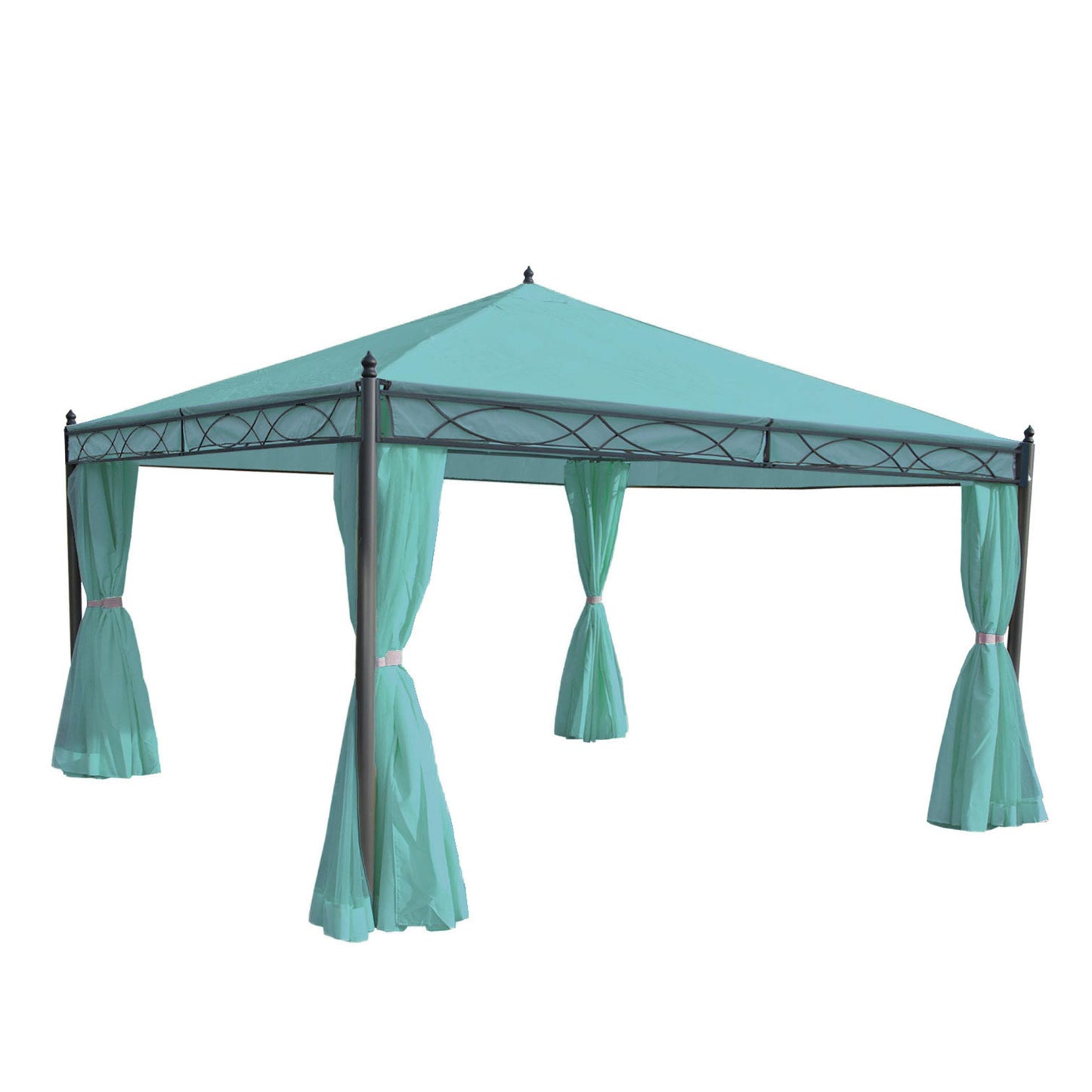 Cosmo Casa - Pergola Cadiz - Tuinpaviljoen - Stabiel 7cm Frame met Zijwand - 4x4m - Turkoois