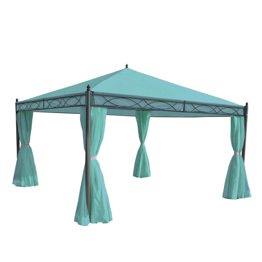 Cosmo Casa - Pergola Cadiz - Tuinpaviljoen - Stabiel 7cm Frame met Zijwand - 4x4m - Turkoois