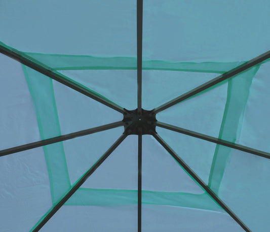 Cosmo Casa - Pergola Cadiz - Tuinpaviljoen - Stabiel 7cm Frame met Zijwand - 4x4m - Turkoois