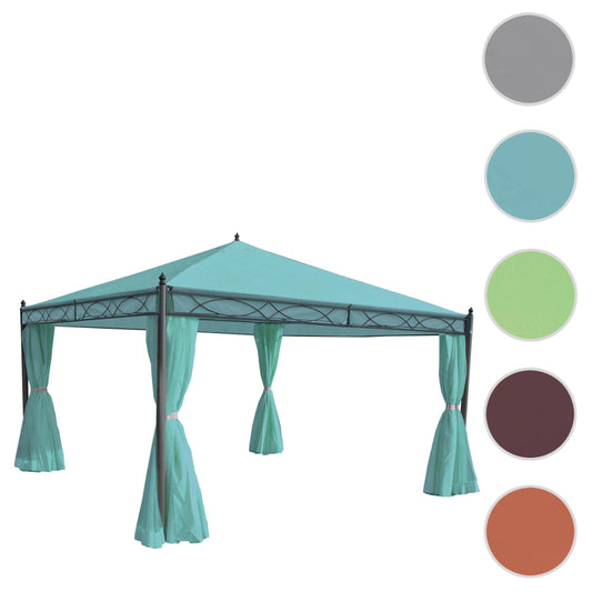 Cosmo Casa - Pergola Cadiz - Tuinpaviljoen - Stabiel 7cm Frame met Zijwand - 4x4m - Turkoois
