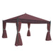 Cosmo Casa - Pergola Cadiz - Tuinpaviljoen - Stabiel 7cm Frame met Zijwand - 4x4m - Roodbruin