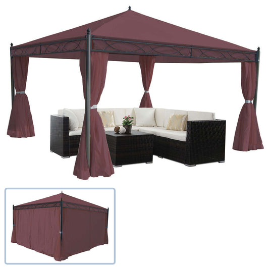Cosmo Casa - Pergola Cadiz - Tuinpaviljoen - Stabiel 7cm Frame met Zijwand - 4x4m - Roodbruin
