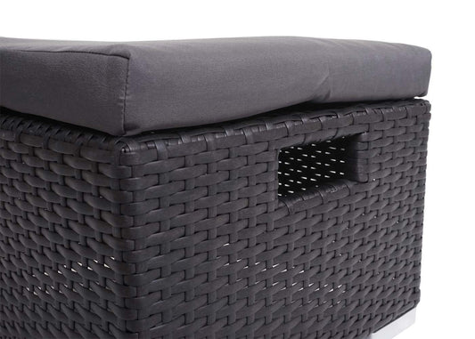 Cosmo Casa - Poly Rattan Set - Balkon/Tuin Loungeset Bank - Antraciet Frame - Donkergrijze Kussens