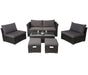 Cosmo Casa - Poly Rattan Set - Balkon/Tuin Loungeset Bank - Antraciet Frame - Donkergrijze Kussens