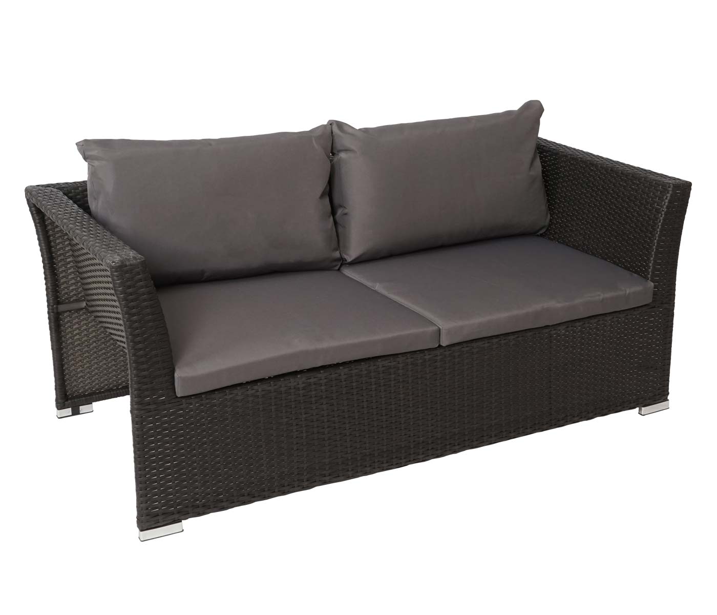 Cosmo Casa - Poly Rattan Set - Balkon/Tuin Loungeset Bank - Antraciet Frame - Donkergrijze Kussens