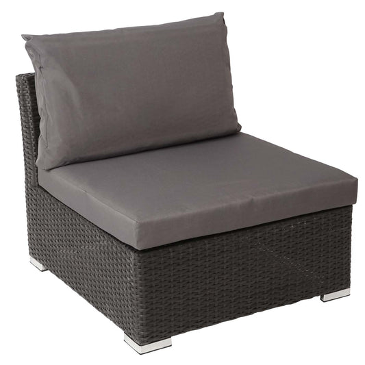 Cosmo Casa - Poly Rattan Set - Balkon/Tuin Loungeset Bank - Antraciet Frame - Donkergrijze Kussens