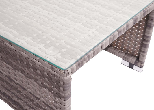 Cosmo Casa - Poly Rattan Set - Balkon/Tuin Loungeset Bank - Grijs Frame - Zwarte Kussens