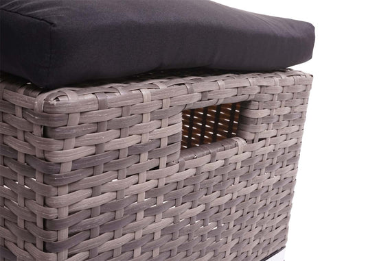 Cosmo Casa - Poly Rattan Set - Balkon/Tuin Loungeset Bank - Grijs Frame - Zwarte Kussens