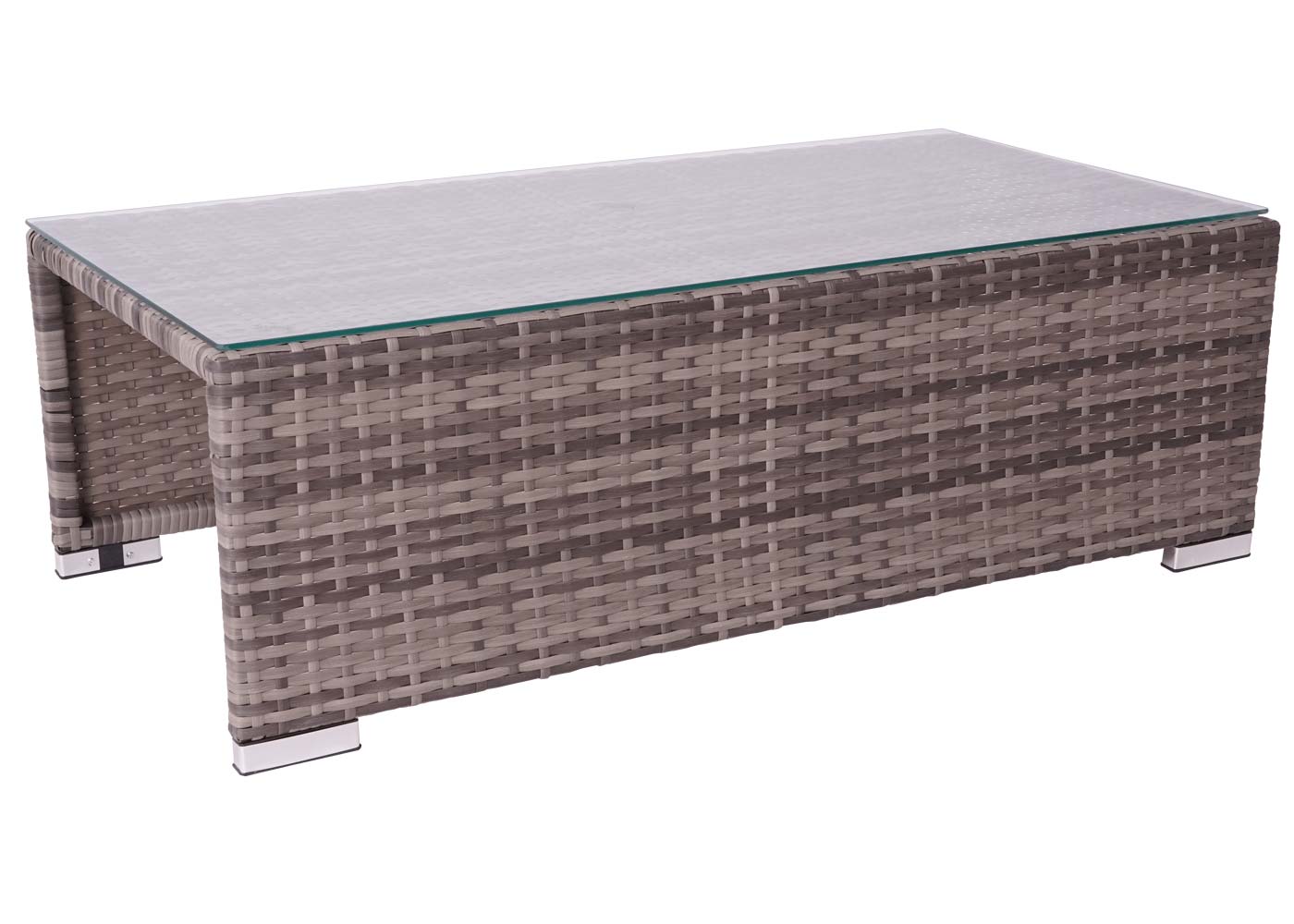 Cosmo Casa - Poly Rattan Set - Balkon/Tuin Loungeset Bank - Grijs Frame - Zwarte Kussens