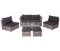 Cosmo Casa - Poly Rattan Set - Balkon/Tuin Loungeset Bank - Grijs Frame - Zwarte Kussens