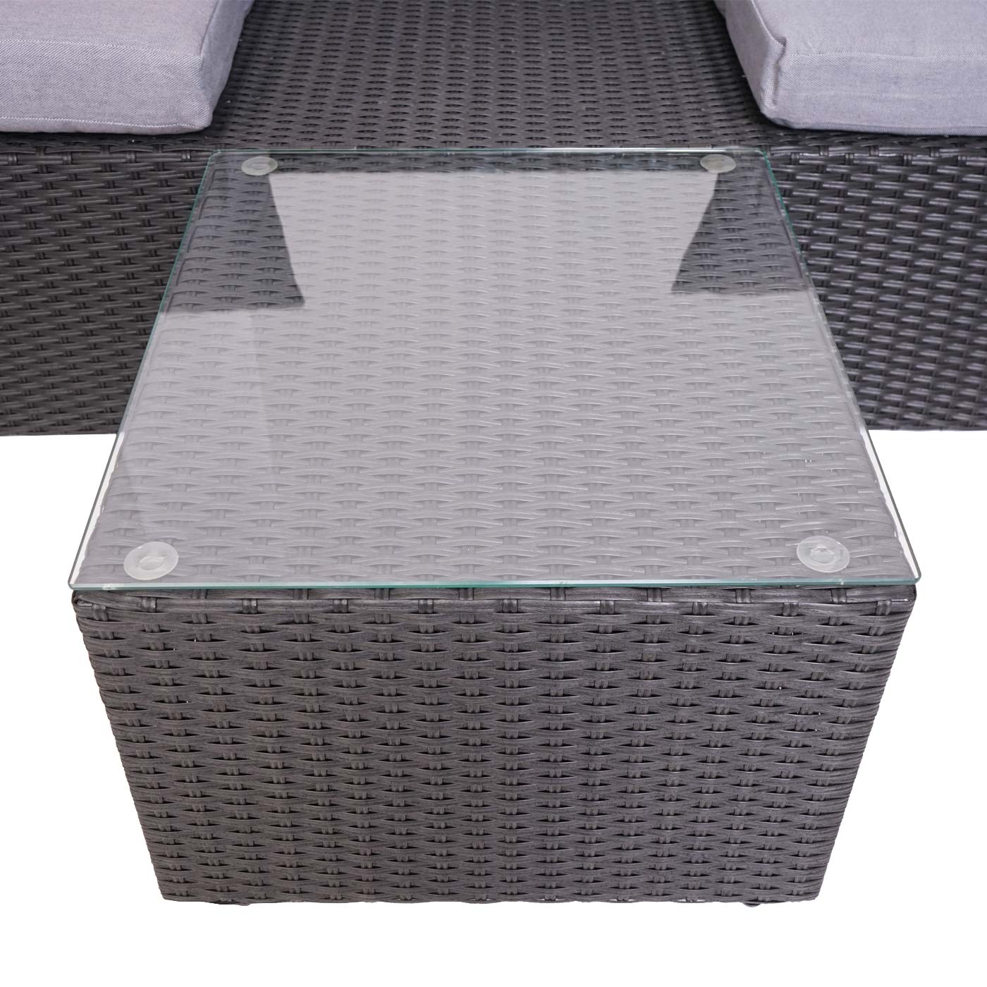 Cosmo Casa - Loungeset - Zonne-eiland met Kussens - Polyrotan - Antraciet Lichtgrijs