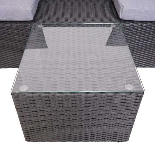 Cosmo Casa - Loungeset - Zonne-eiland met Kussens - Polyrotan - Antraciet Lichtgrijs