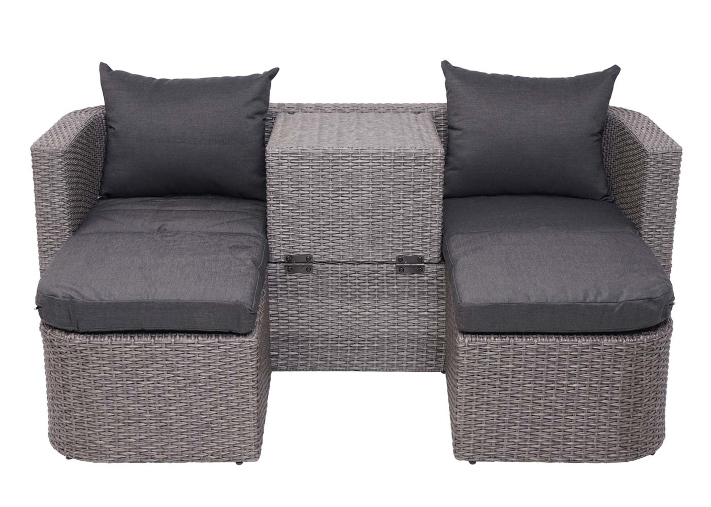 Cosmo Casa - Loungeset - Zonne-eiland met Kussens - Polyrotan - Grijs Antraciet