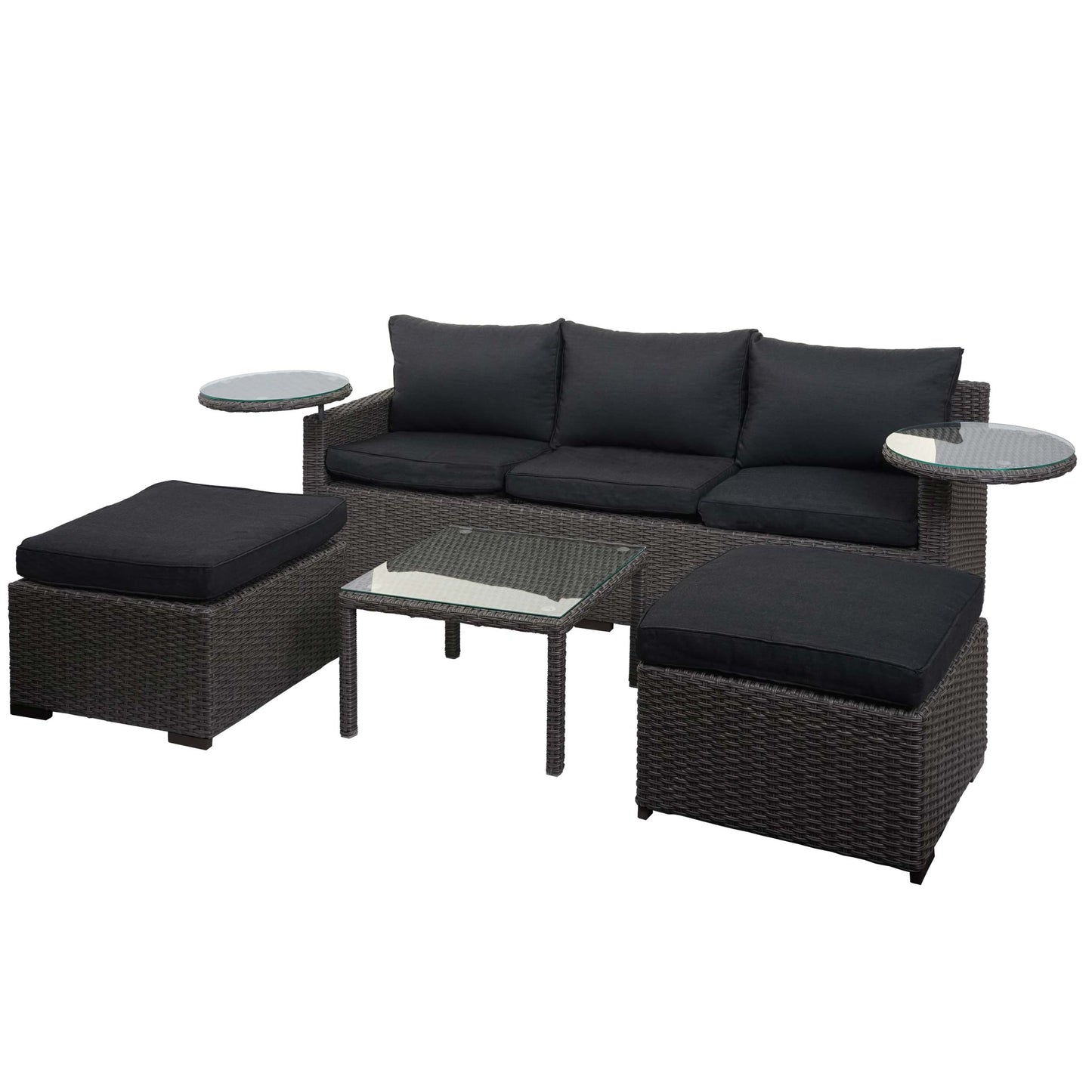 Cosmo Casa - Polyrotan Set - Tuin Loungeset - Zitgroep - Gesponnen Poly Halfrond Rotan - Grijs met Antraciet Kussens