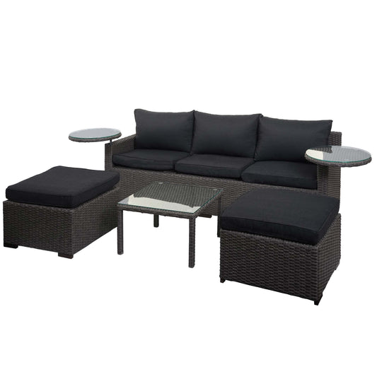 Cosmo Casa - Polyrotan Set - Tuin Loungeset - Zitgroep - Gesponnen Poly Halfrond Rotan - Grijs met Antraciet Kussens