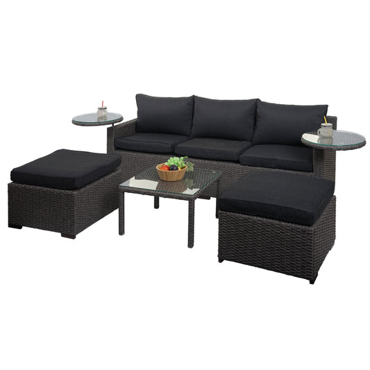 Cosmo Casa - Polyrotan Set - Tuin Loungeset - Zitgroep - Gesponnen Poly Halfrond Rotan - Grijs met Antraciet Kussens