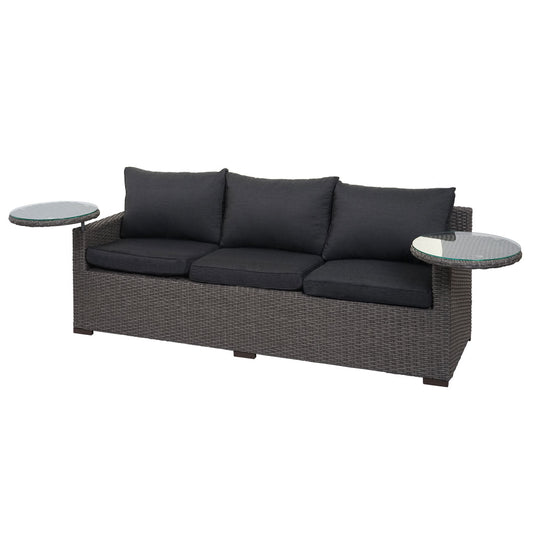 Cosmo Casa - Polyrotan Set - Tuin Loungeset - Zitgroep - Gesponnen Poly Halfrond Rotan - Grijs met Antraciet Kussens